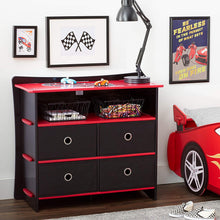 Load image into Gallery viewer, Legare Furniture Kids Room Red and Black Dresser with Drawers, 36" x 13" x 30"
