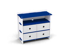 Load image into Gallery viewer, Legare Furniture Kids Room Blue and White Dresser with Drawers, 36" x 13" x 32"