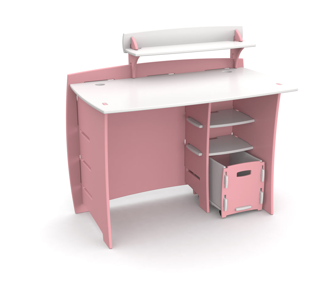 Legare Furniture Kids Room Complete Desk Set in Princess Pink and White, 43