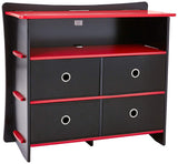 Legare Furniture Kids Room Red and Black Dresser with Drawers, 36" x 13" x 30"