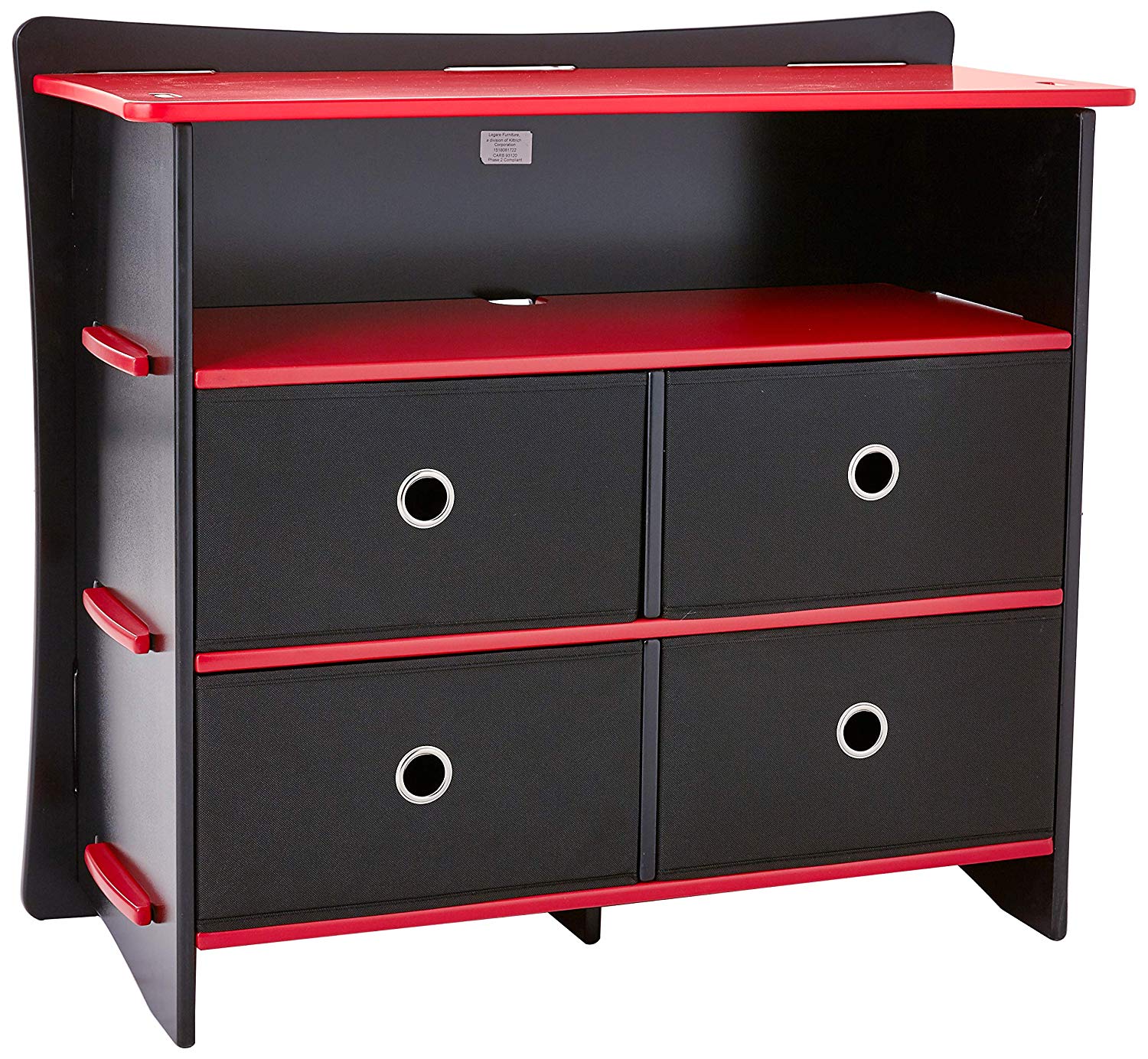 Legare Furniture Kids Room Red and Black Dresser with Drawers, 36