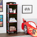 Legaré Furniture Kids Room Bookcase in Red and Black, 48" x 16" x 12"