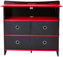 Load image into Gallery viewer, Legare Furniture Kids Room Red and Black Dresser with Drawers, 36&quot; x 13&quot; x 30&quot;
