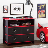 Legare Furniture Kids Room Red and Black Dresser with Drawers, 36" x 13" x 30"