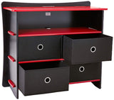 Legare Furniture Kids Room Red and Black Dresser with Drawers, 36" x 13" x 30"