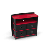 Legare Furniture Kids Room Red and Black Dresser with Drawers, 36" x 13" x 30"