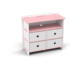 Legare Furniture Kids Room Dresser with Drawers in Princess Pink and White, 36" x 13" x 30"
